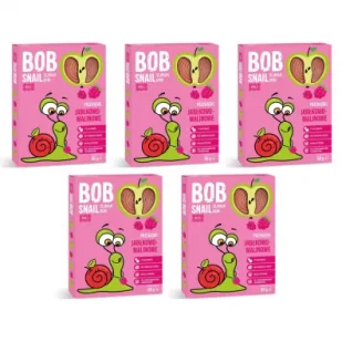 Bob Snail Przekąska jabłkowo-malinowa z owoców bez dodatku cukru Zestaw 5 x 60 g - Inne słodycze - miniaturka - grafika 1