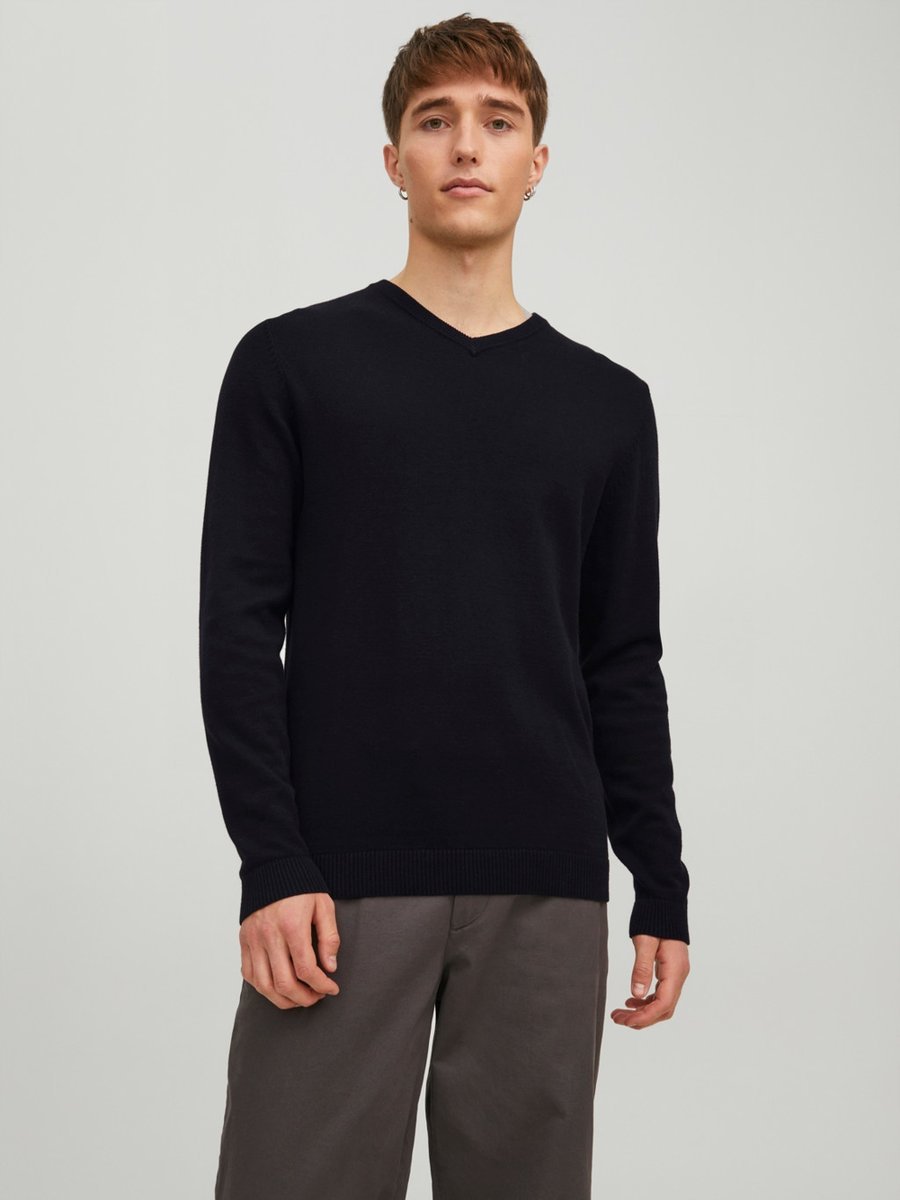 JACK & JONES SWETER MĘSKI CZARNY BASIC DŁUGI RĘKAW S 27BA