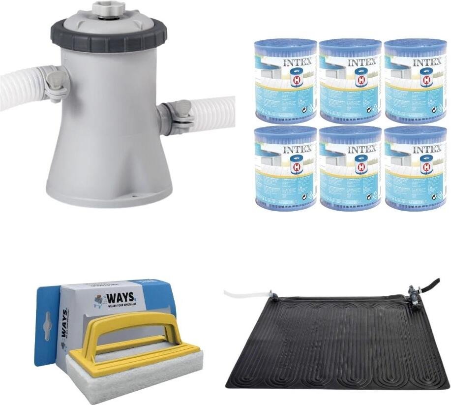WAYS - Pielęgnacja basenu - Ogrzewanie basenu i pompa filtrująca 1250 l/u i 6 filtrów typu H oraz szczotka szorująca WAYS