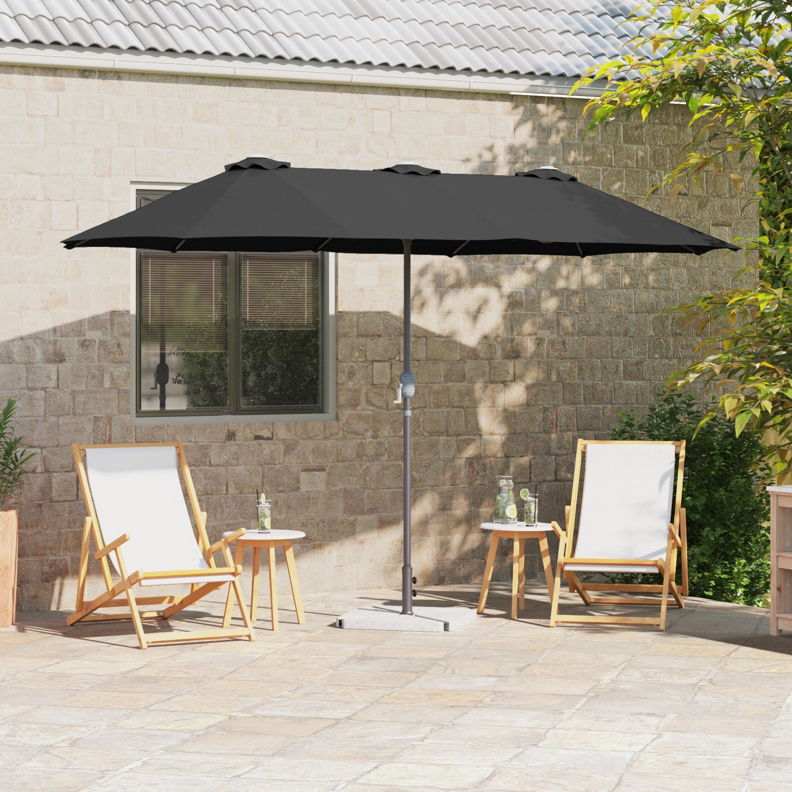 vidaXL Parasolka ogrodowa Czarny 380 x 196 x 235 cm