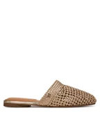 Klapki i japonki damskie - Tommy Hilfiger Klapki Crochet Metallic Leather Mule FW0FW08606 Złoty - miniaturka - grafika 1