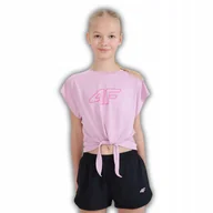 Koszulki dla dziewczynek - KOSZULKA DZIEWCZĘCA 4F RÓŻOWA SZYBKOSCHNĄCA DRY T-SHIRT ROZMIAR 134/140 - miniaturka - grafika 1