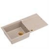 GraniteQ EVAN 146 XL zlewozmywak z syfonem Push 2 Open 1-komorowy z/o 1000x500x210; kom. 420x480 pearl beige / elementy miedziane brak