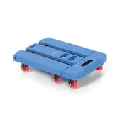 Wózki magazynowe - Platfroma transportowa rozkładana, 6 kół, niebieska - miniaturka - grafika 1