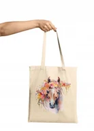 Torebki damskie - TORBA SHOPPER MATERIAŁOWA NA RAMIĘ PREZENT KONIE HORSE HOBBY KOŃ RÓŻN WZORY - miniaturka - grafika 1