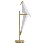 Lampy stojące - KKS Gabinetowa lampa stołowa BIRD T9501 designerski ptak biały złoty - miniaturka - grafika 1