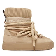 Śniegowce damskie - Śniegowce Tommy Hilfiger Tommytech Logotape Snowboot Warm FW0FW08998 Beżowy - miniaturka - grafika 1