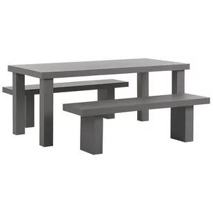 Beliani Zestaw ogrodowy Taranto betonowy stół i 2 ławki szary 216816 - Meble ogrodowe - miniaturka - grafika 1
