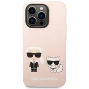 Etui i futerały do telefonów - Karl Lagerfeld Obudowa dla telefonów komórkowych and Choupette Liquid Silicone na Apple iPhone 14 Pro Max KLHCP14XSSKCI Różowy - miniaturka - grafika 1