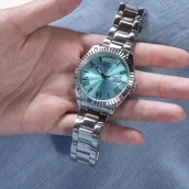 Zegarki damskie - Guess Luna zegarek damski srebrny turkusowa tarcza GW0308L4 - miniaturka - grafika 1