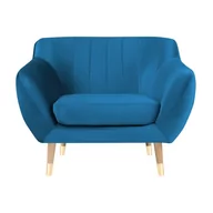 Sofy i kanapy - Niebieski aksamitny fotel Mazzini Sofas Benito - miniaturka - grafika 1