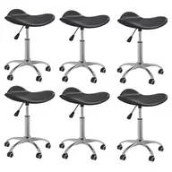 Krzesła - vidaXL Obrotowe krzesła stołowe, 6 szt., czarne, sztuczna skóra - miniaturka - grafika 1