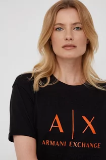 Koszulki i topy damskie - Giorgio Armani Exchange Exchange t-shirt bawełniany kolor czarny - grafika 1