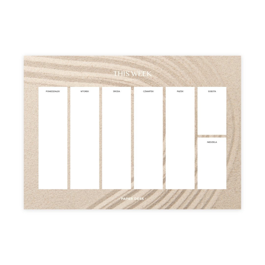 Tygodniowy planer biurkowy PaperDesk A4, 120 g/m2 - Desert