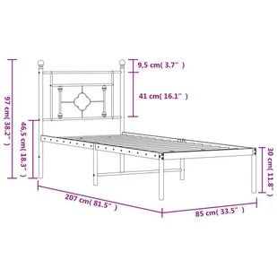 Metalowa rama łóżka z wezgłowiem, czarna, 80x200 cm Lumarko! - Łóżka - miniaturka - grafika 12