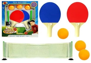 PALETKI ZESTAW DO TENISA STOŁOWEGO SIATKA PIŁECZKI - Zabawki i gry sportowe - miniaturka - grafika 1