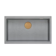Zlewozmywaki - DASH 110 GraniteQ zlewozmywak silver stone 76x44x23,5 cm 1-komorowy wpuszczany z syfonem manualnym miedziany - miniaturka - grafika 1