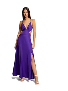 Sukienki - Morgan Damska sukienka z długim paskiem na ramiączkach Detail RIKA Ciemnofioletowa T40, Myśl, 38 - grafika 1