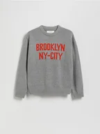 Bluzy dla chłopców - Reserved - Żakardowy sweter z bawełną - jasnoszary - miniaturka - grafika 1