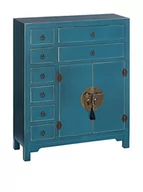 Komody - MANGORA Kredens Wysoki Szafka Pomocnicza Niebieski DM ''Orient'' 73 X 26 X 90 Cm - miniaturka - grafika 1