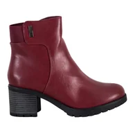 Botki damskie - J. Star Wygodne Botki Na Słupku czerwone - ButyModne - miniaturka - grafika 1
