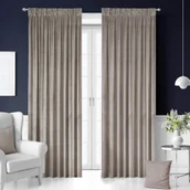 Zasłony - Zasłony welurowe 140x270 Beżowe na taśmie - miniaturka - grafika 1