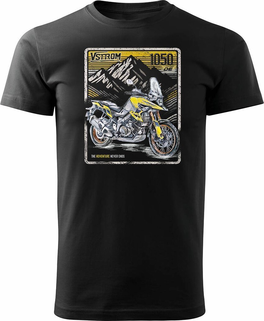 Topslang Koszulka z motocyklem na motor Suzuki V-strom Vstrom 1050 DE męska czarna REGULAR L