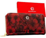 Portfele - Portfel piórnik damski lakierowany czerwony ROVICKY duży na suwak elegancki modny - miniaturka - grafika 1
