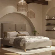 Łóżka - Łóżko Magnolia z Guzikiem 200x200 cm, Grupa 2, Pojemnik: Nie ramowe/kontynentalne, tapicerowane, z pojemnikiem - miniaturka - grafika 1