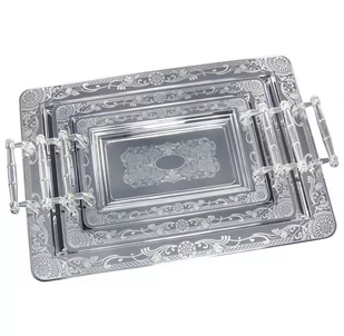 Zestaw 3 Tac Chromowanych Do Serwowania Kinghoff Kh-4741 - Tace i patery Zestaw 3 Tac Chromowanych Do Serwowania Kinghoff Kh-4741 - Tace i patery - miniaturka - grafika 1