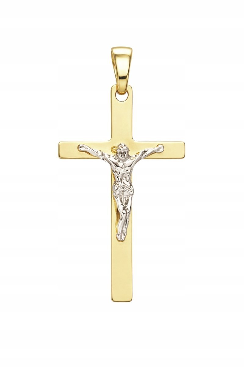 Zawieszka dwukolorowy krzyż 2,02g ze złota pr. 585, 14K
