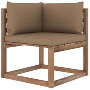Ławki ogrodowe - vidaXL Ogrodowa sofa narożna z palet, z poduszkami w kolorze taupe - miniaturka - grafika 1