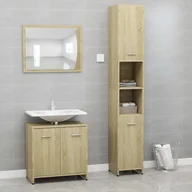 Meble łazienkowe - vidaXL vidaXL 3-częściowy zestaw mebli łazienkowych, dąb sonoma, płyta 8720286166208 - miniaturka - grafika 1