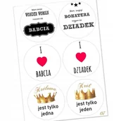 Scrapbooking - Naklejki Etykiety Dzień Babci I Dziadka 6 Szt 4,5 Cm N07 - miniaturka - grafika 1