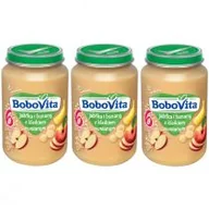 Desery dla dzieci - BoboVita Deserek Jabłka i banany z kleikiem owsianym po 6 miesiącu Zestaw 3 x 190 g - miniaturka - grafika 1