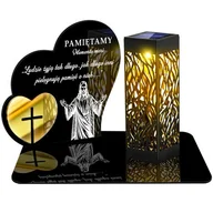 Lampiony i znicze - ZNICZ SOLARNY LED WIECZNY PODSTAWKA NA CMENTARZ GRÓB lampka Serce 3D - miniaturka - grafika 1