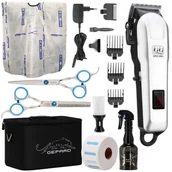 Pozostałe akcesoria fryzjerskie - Zestaw fryzjerski nożyczki + degażówki + maszynka fryzjerska do strzyżenia włosów do salonu i domu - miniaturka - grafika 1