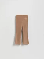 Spodnie i spodenki dla dziewczynek - Reserved - Dzianinowe spodnie z haftem - brązowy - miniaturka - grafika 1