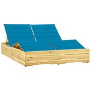 Leżaki ogrodowe - vidaXL Lumarko Podwójny leżak z niebieskimi poduszkami, impregnowana sosna! 3065988 - miniaturka - grafika 1