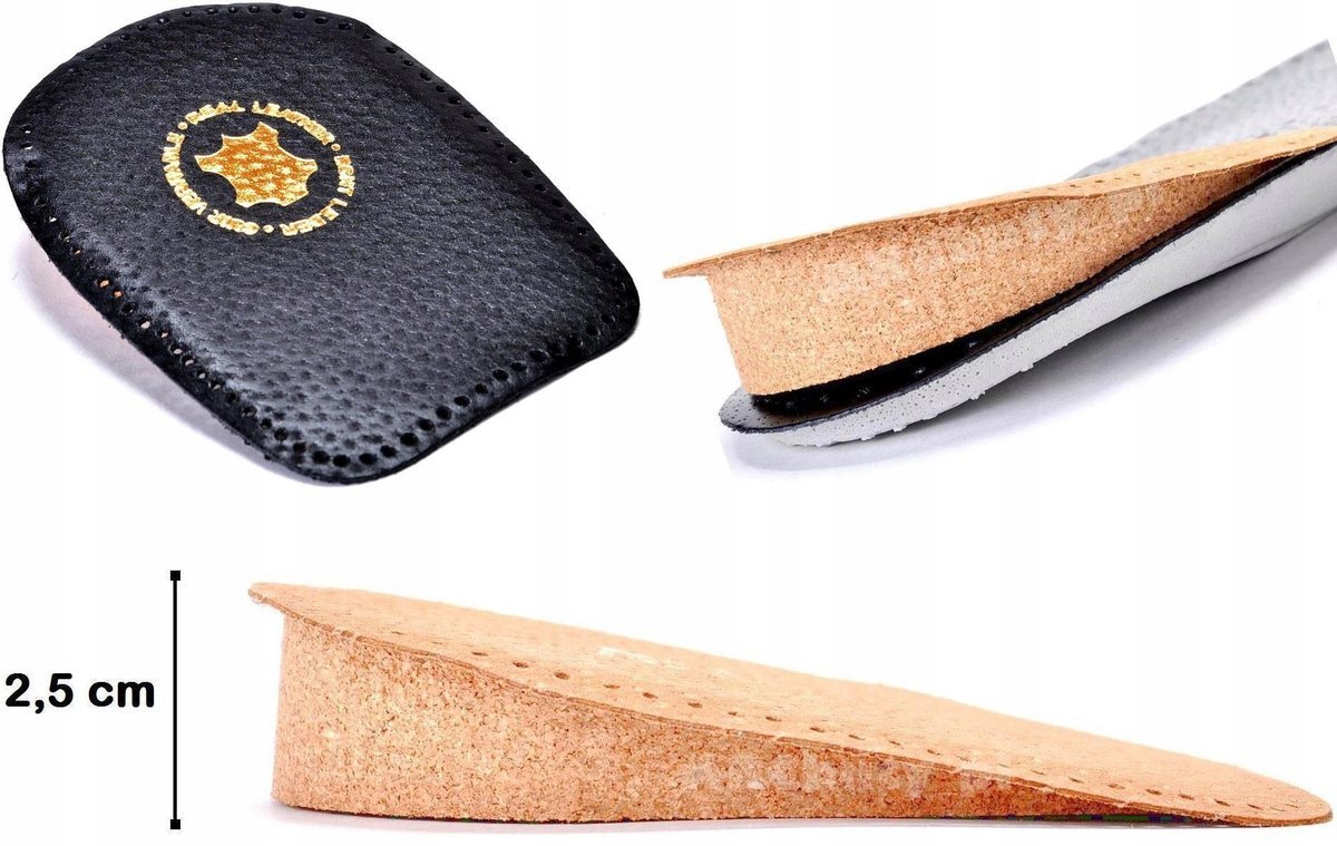 36/41 DAMSKIE CZARNE PODPIĘTKI KORKOWE SKÓRZANE PODWYŻSZAJĄCE 2,5 CM + 25MM