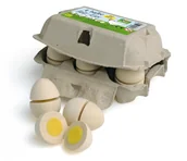 Zabawy w naśladowanie dorosłych - ERZI Drewniane jajka do krojenia 6 sztuk - miniaturka - grafika 1