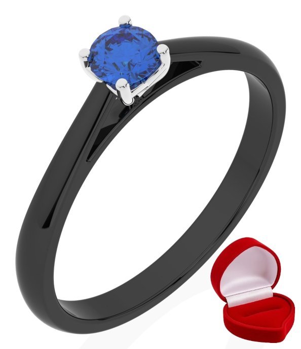 ZŁOTY PIERŚCIONEK ZARĘCZYNOWY 585 14k SZAFIR 0,24 ct CZARNE ZŁOTO R16