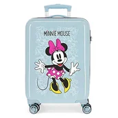Walizki - Disney Disney Minnie Enjoy the Day walizka kabinowa, niebieska, 40 x 55 x 20 cm, z twardą obudową ABS, zamek szyfrowy, 34 l, 2,8 kg, 4 podwójne kółka, bagaż podręczny 468176A - miniaturka - grafika 1