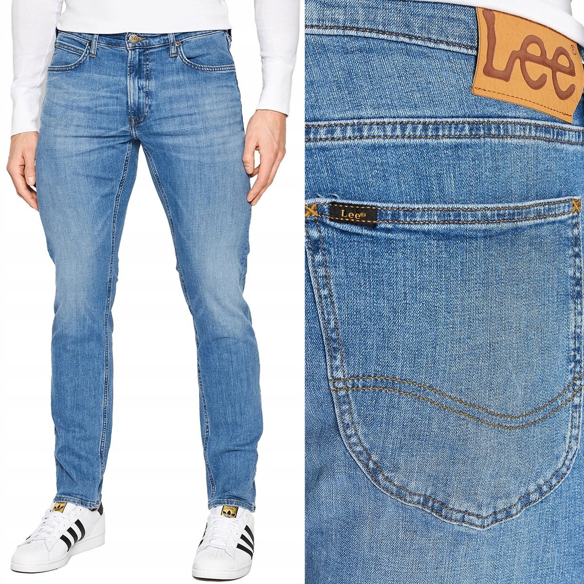 Lee LUKE SLIM Light Worn DżINS mocno zwężane spodnie jeansowe W30 L34