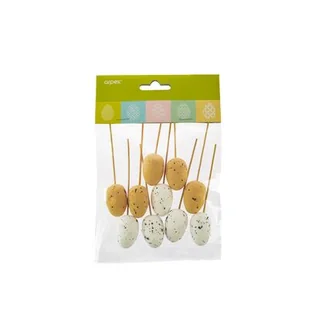 Jajka ozdobne przepiórcze na piku białe i pomarańczowe 10 szt. - Wielkanoc - miniaturka - grafika 1