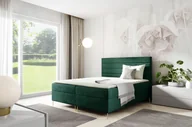 Łóżka - GUTTO Łóżko skrzyniowe VICKY 140 x 200 cm 2x pudełko na łóżko TOPPER 5 cm gratis zielony welur wysokie złote nogi - miniaturka - grafika 1