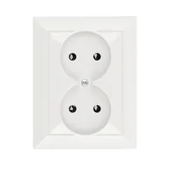 Gniazdka elektryczne - Gniazdo Perła podwójne b/u z ramką białe - miniaturka - grafika 1