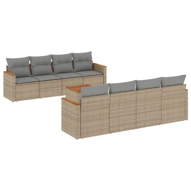 Zestaw mebli ogrodowych rattan PE, beżowy, 55x62x69 cm