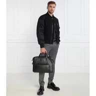 Torby na laptopy - Emporio Armani Skórzana torba na laptopa 17\" - miniaturka - grafika 1