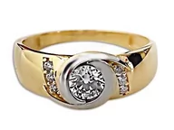 Pierścionki - Złoty pierścionek 585 elegancki z białą cyrkonią - miniaturka - grafika 1